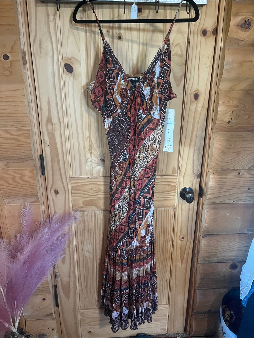 Temptations Rust and Brown Printed Maxi Dress